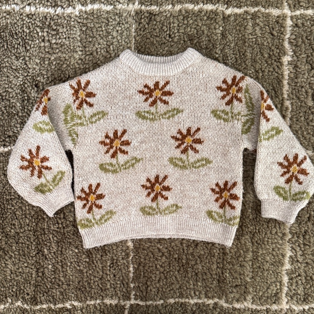 Zara Cream Sweater with Floral Design